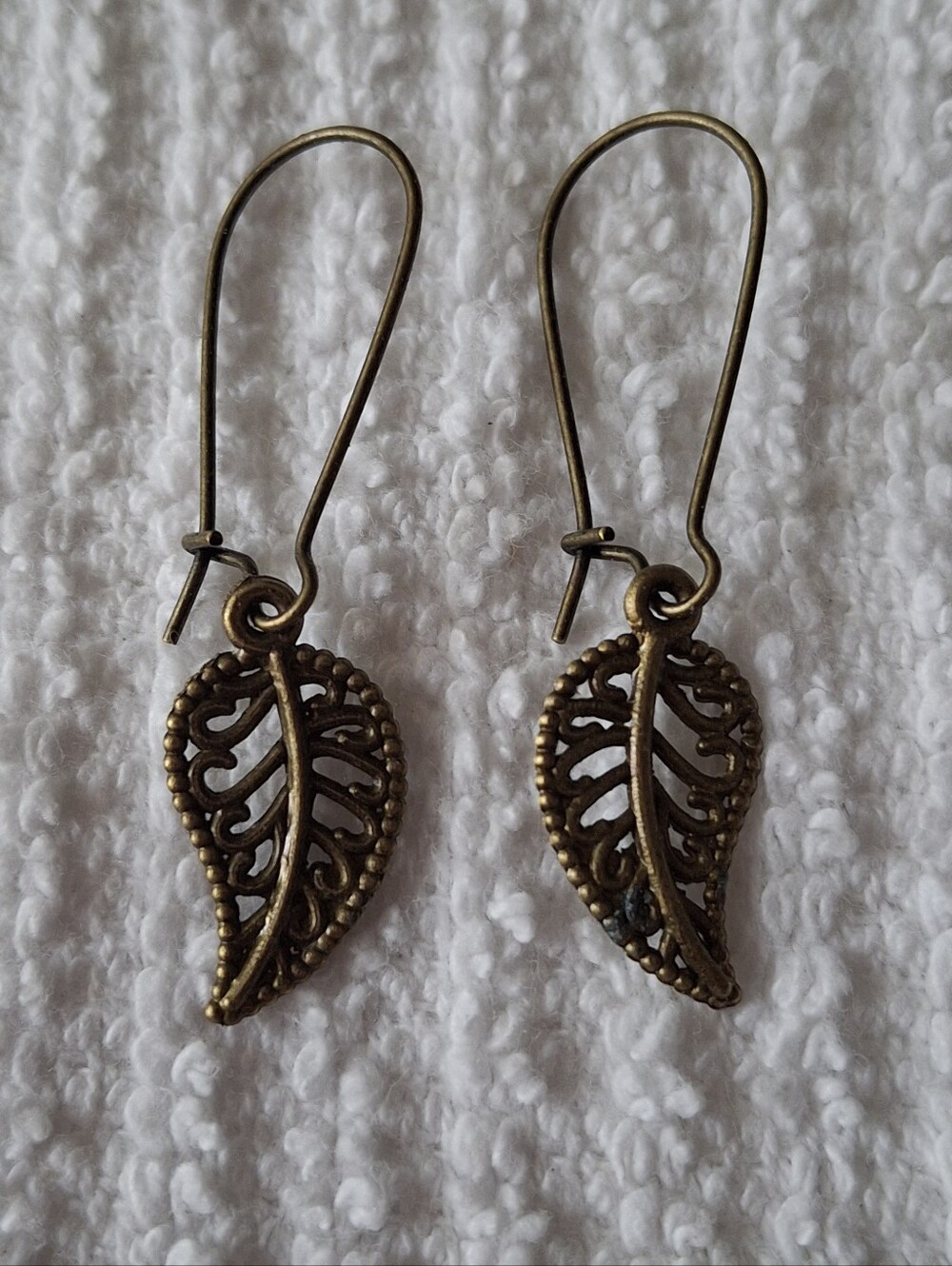 Delicate Bronze Leaf Drop Earrings - Women Jewelry